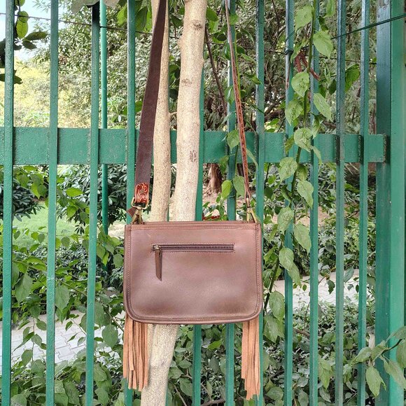 Western Leather Bag – Tooled Cowhide Crossbody, Shoulder Tote Purse with Fringes - Picture 5 of 10